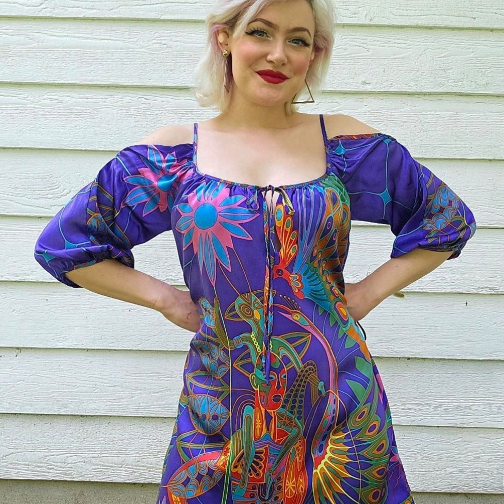 Voom by JOY Han Vibrant multicolored Off-Shoulder Dress